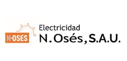 Logotipo de Inicio de Electricidad N. Osés, S.A.U., con engranajes estilizados en color naranja y gris con el nombre de la empresa en texto negro.